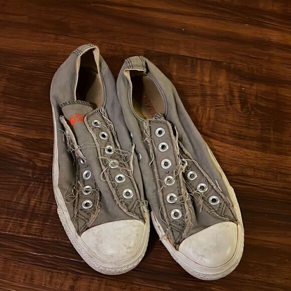 Converse Slip On Men’s 5 1/2 - Gray Low Converse - No Laces - Picture 1 of 4